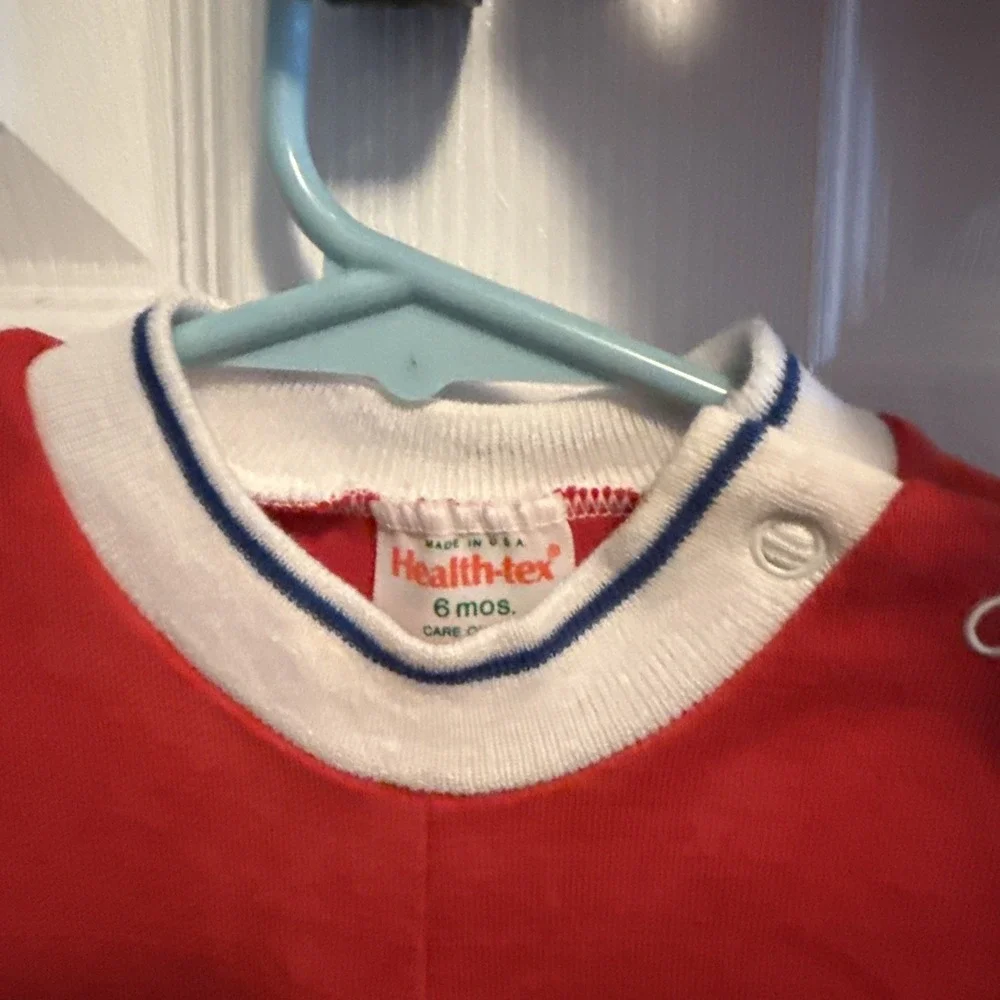Vtg Healthtex Baby Boy One Piece Romper Football 6 Months EUC Made in USA